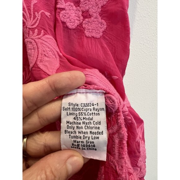 Johnny Was Nathy Lily Dress Medium Size Hot Pink Embroidery Floral NWT $598 - Picture 5 of 13